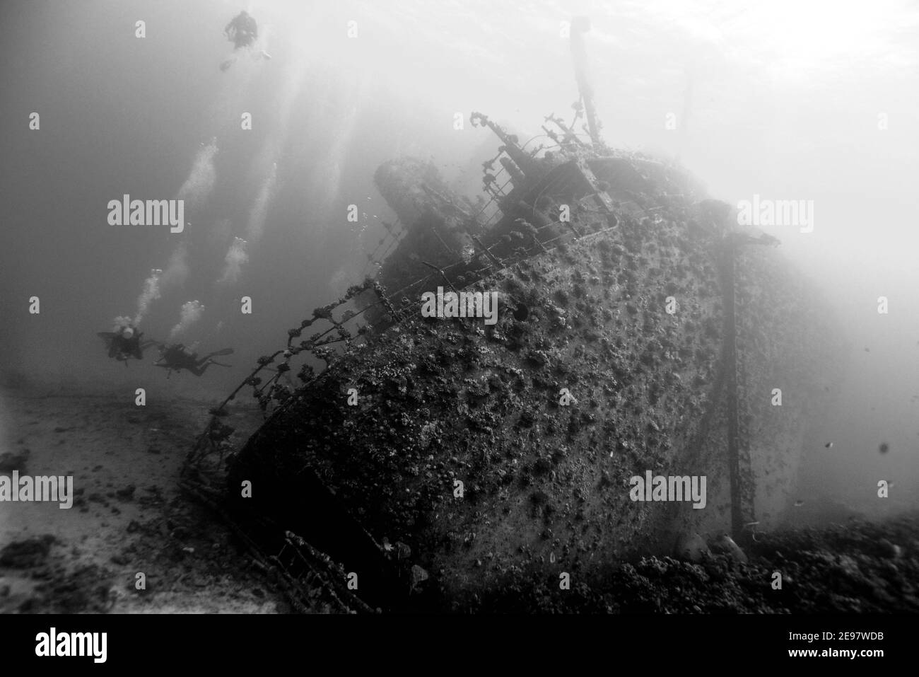 SS Thistlegorm in der Straße von Gobal im Roten Meer, Ägypten. Sie wurde am 6. Oktober 1941 von zwei Deutschen Heinkel He 111 versenkt Stockfoto