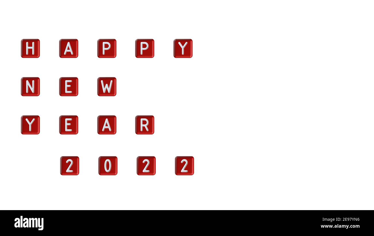 Frohes neues Jahr 2021 bis 2022 - 3D Render, weißer Hintergrund Stockfoto