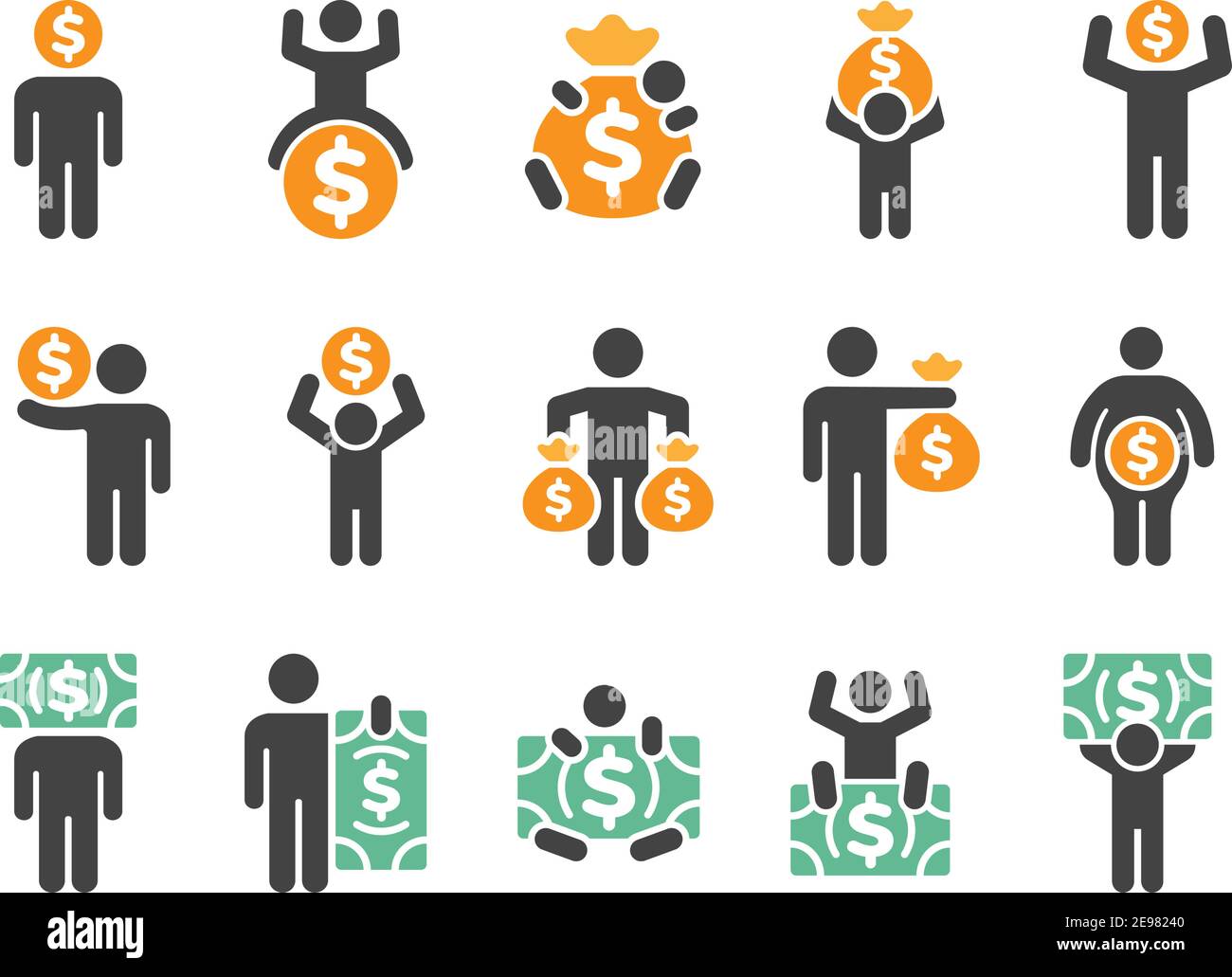 Geld Mann Icon Set, Vektor und Illustration Stock Vektor