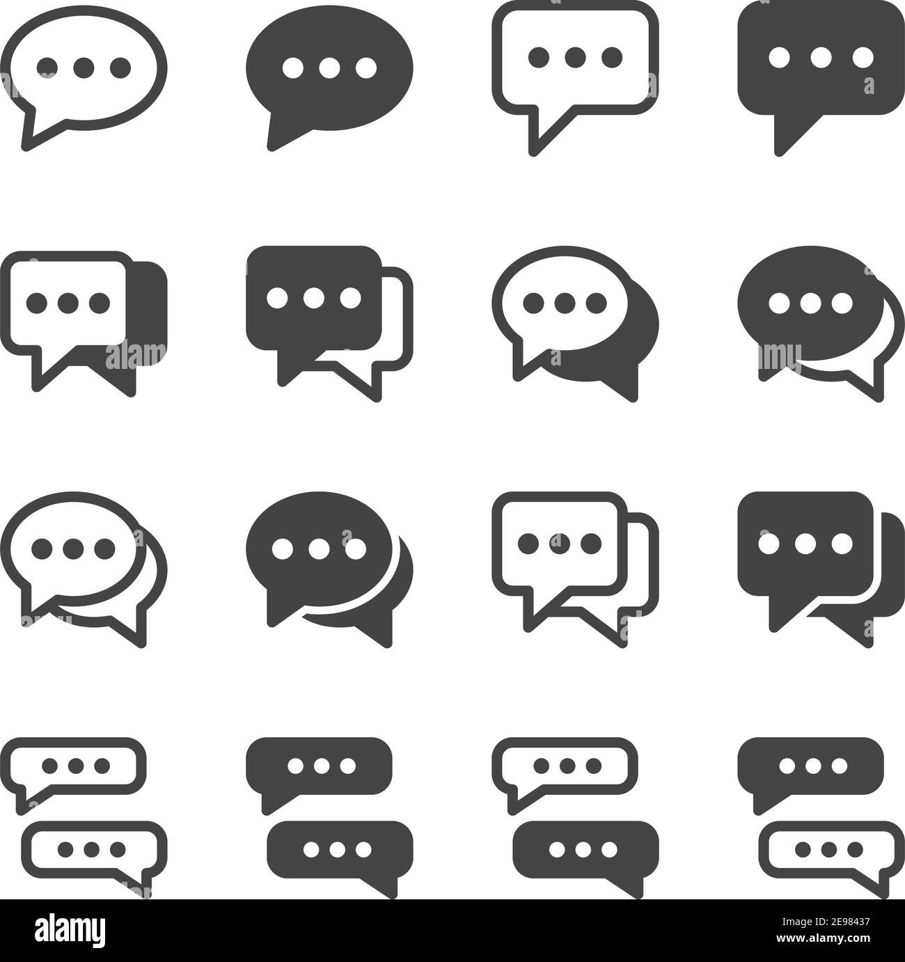 Sprechblase Und Chat Box Mit Punkten Icon Set Vektor Und Abbildung Stock Vektorgrafik Alamy