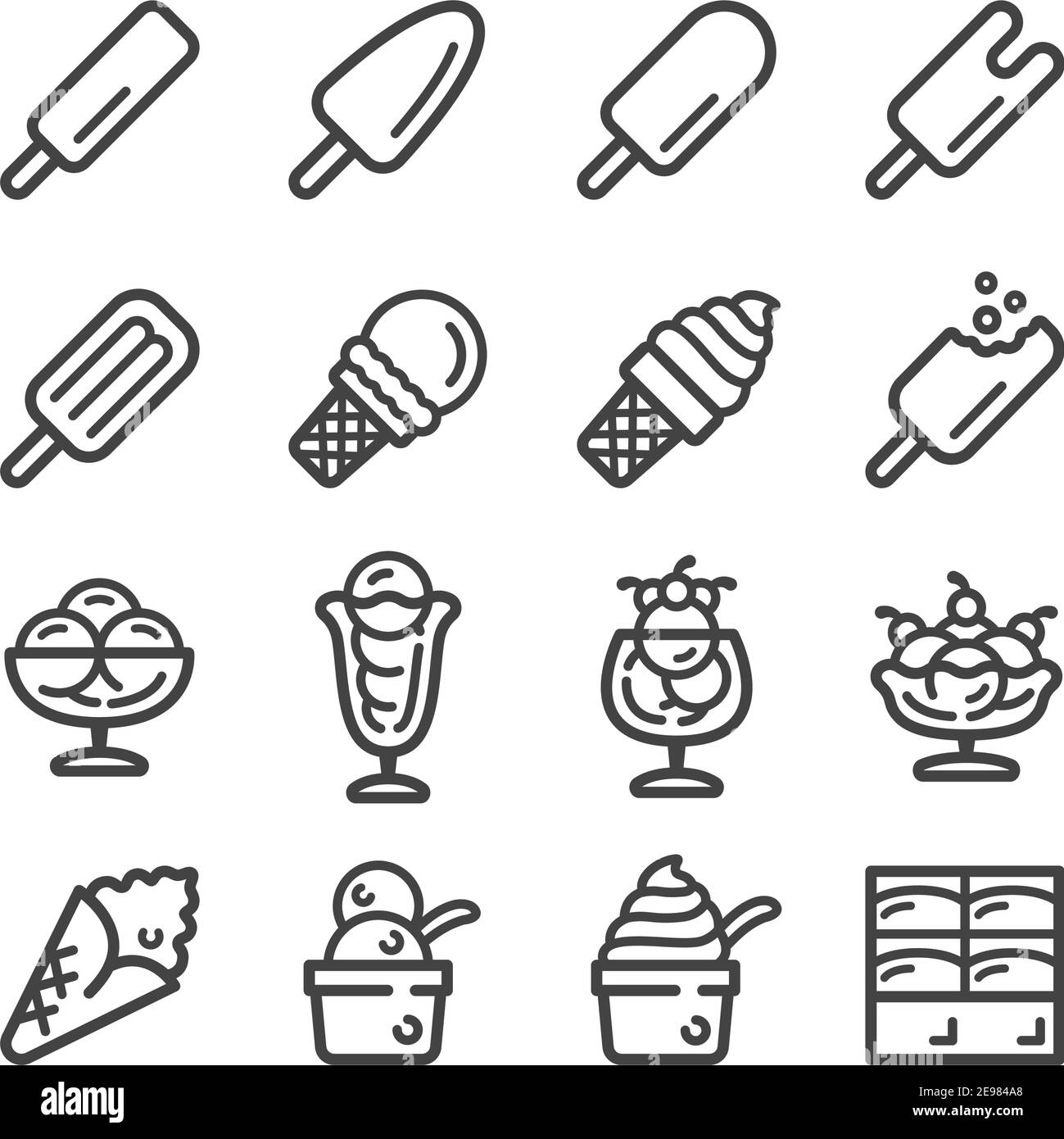 Eiscreme dünne Linie Icon Set, Vektor und Illustration Stock Vektor