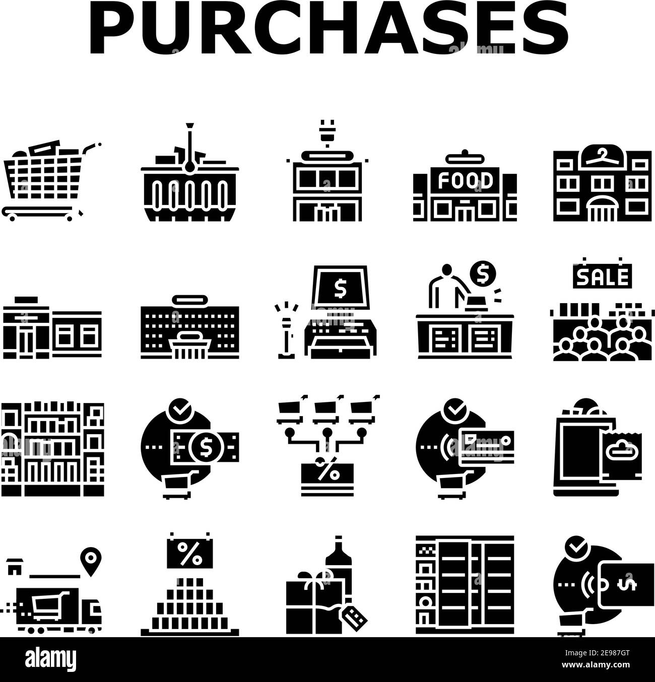 Käufe Und Shopping Collection Icons Set Vektor Stock Vektor