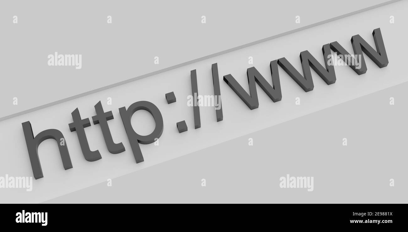 Internet Web-Adresse http www in der Suchleiste des Browsers. 3d-Rendering Stockfoto