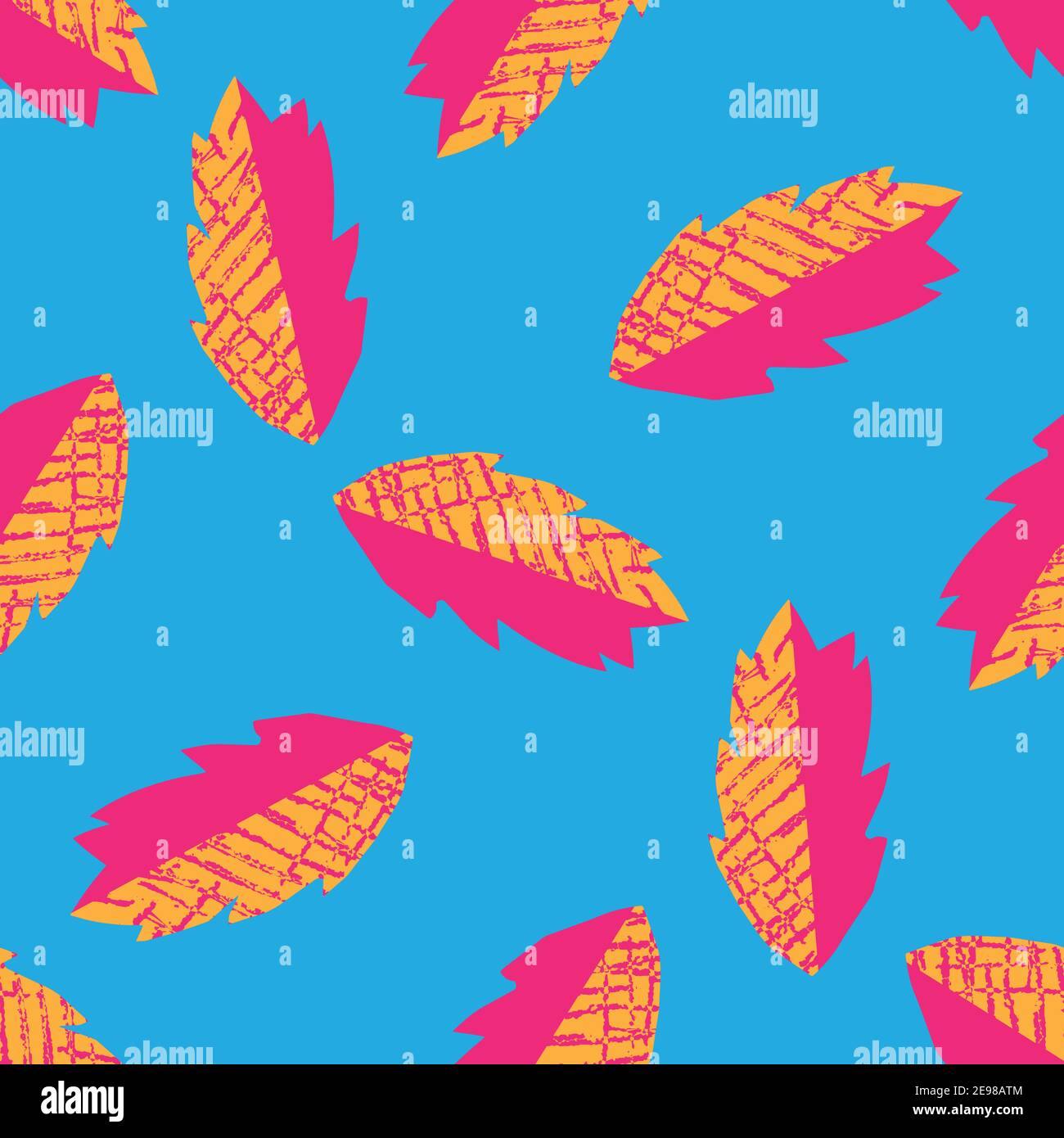 Grunge texturierte Blatt nahtlose Vektor Muster Hintergrund. Hintergrund mit tropischen farbigen verstreuten fallenden Blättern. Modernes botanisches Design mit Stock Vektor