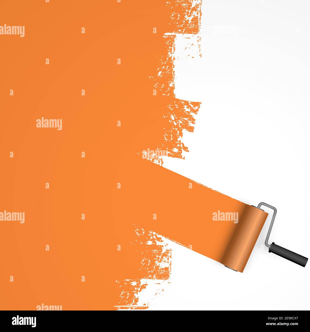 EPS 10 Vector Illustration auf weißem Hintergrund mit Farbroller isoliert und lackierten Markierung orange eingefärbt Stock Vektor