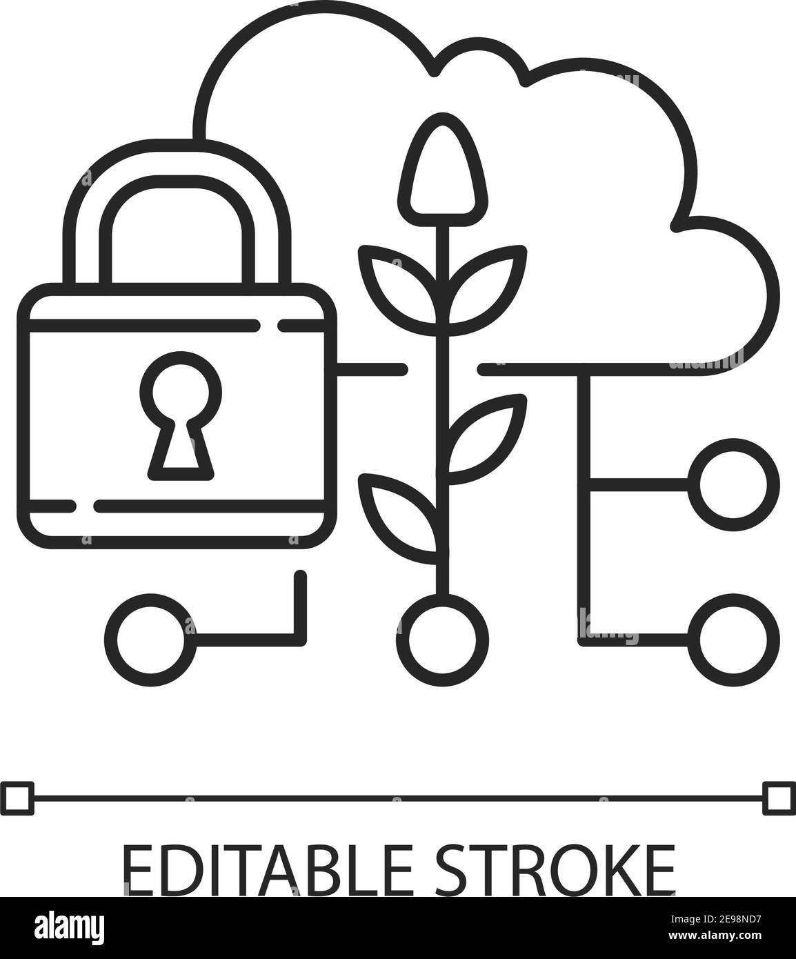 Datensicherheit in der Landwirtschaft lineares Symbol Stock Vektor