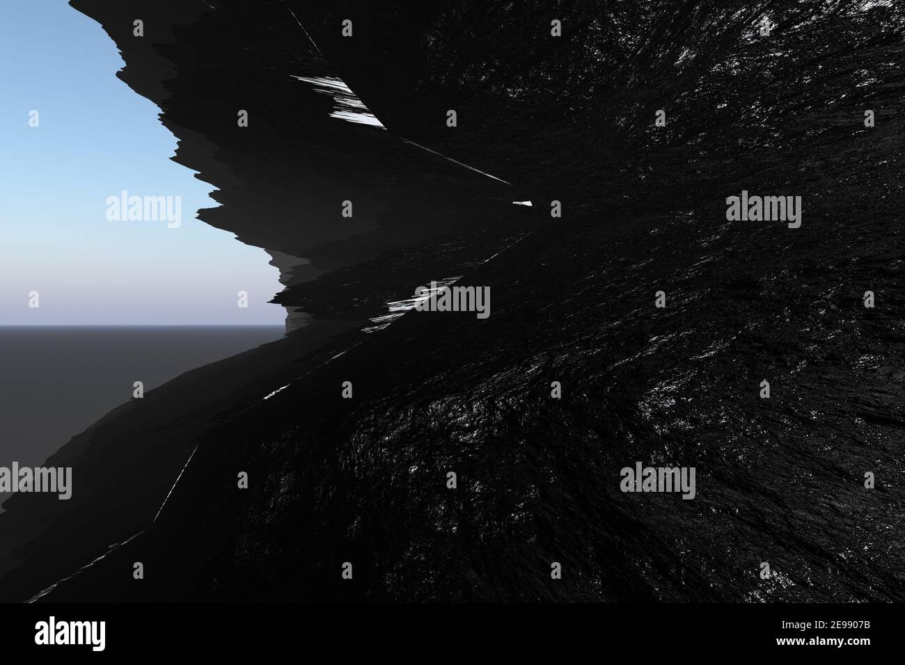 Black Rock Formation. 3D Rendern Stockfoto
