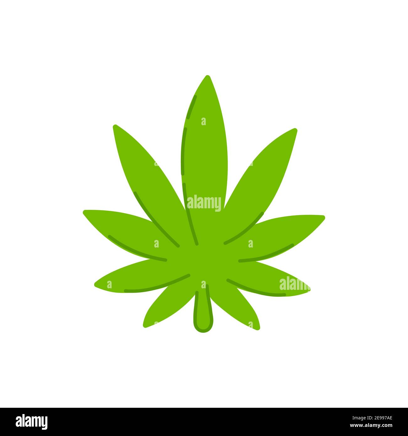 Marihuana Unkraut Blatt. Vektor trendty flache Linie Illustration Symbol. Isoliert auf weißem Hintergrund. Medizinisches Marihuana-Konzept Stock Vektor