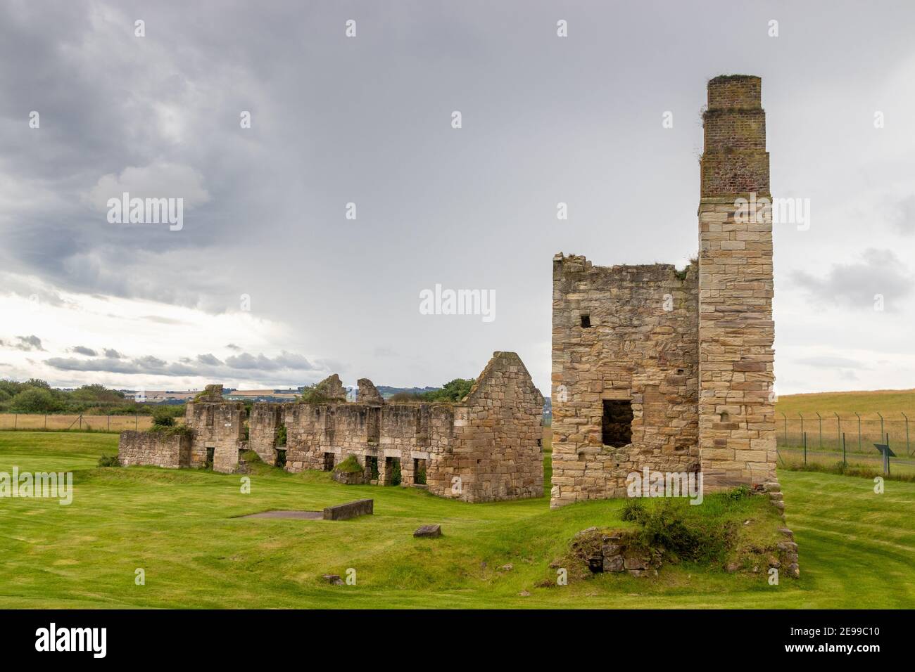 Preston Island ist eine ehemalige künstliche Insel im Firth of Forth, Schottland. Das zurückgewonnenen Land wurde einst für die Salzproduktion verwendet, wobei lokale Kohle verwendet wurde. Stockfoto