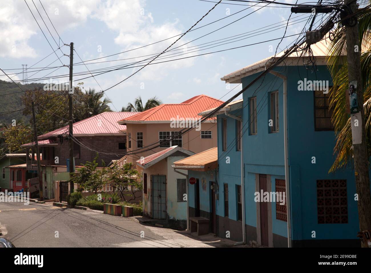 Bunte Häuser gouyave grenada windward Inseln West indies Stockfoto