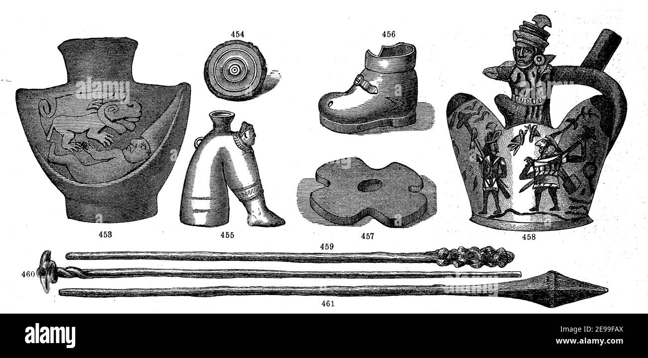 Amerikanische Altertümer, Sternring einer Schlachtaxt, Lanze, Kunstobjekte / amerikanische Altertümer, Sternring einer Streitaxt, Lanze, Kunstgegenstände, Historisch, historisch, digital verbesserte Reproduktion eines Originals aus dem 19th. Jahrhundert / digitale Reproduktion einer Originalvorlage aus dem 19. Jahrhundert Stockfoto