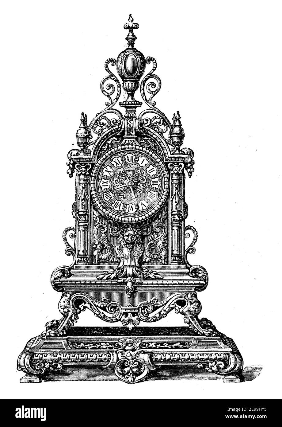 Henry II Stil Bronze Großvateruhr, französische Arbeit, Illustration von 1890 / Bronzestanduhr im Stil von Heinrich II., französische Arbeit, Illustration aus 1890, Historisch, historisch, digital verbesserte Reproduktion eines Originals aus dem 19th. Jahrhundert / digitale Reproduktion einer Originalvorlage aus dem 19. Jahrhundert Stockfoto