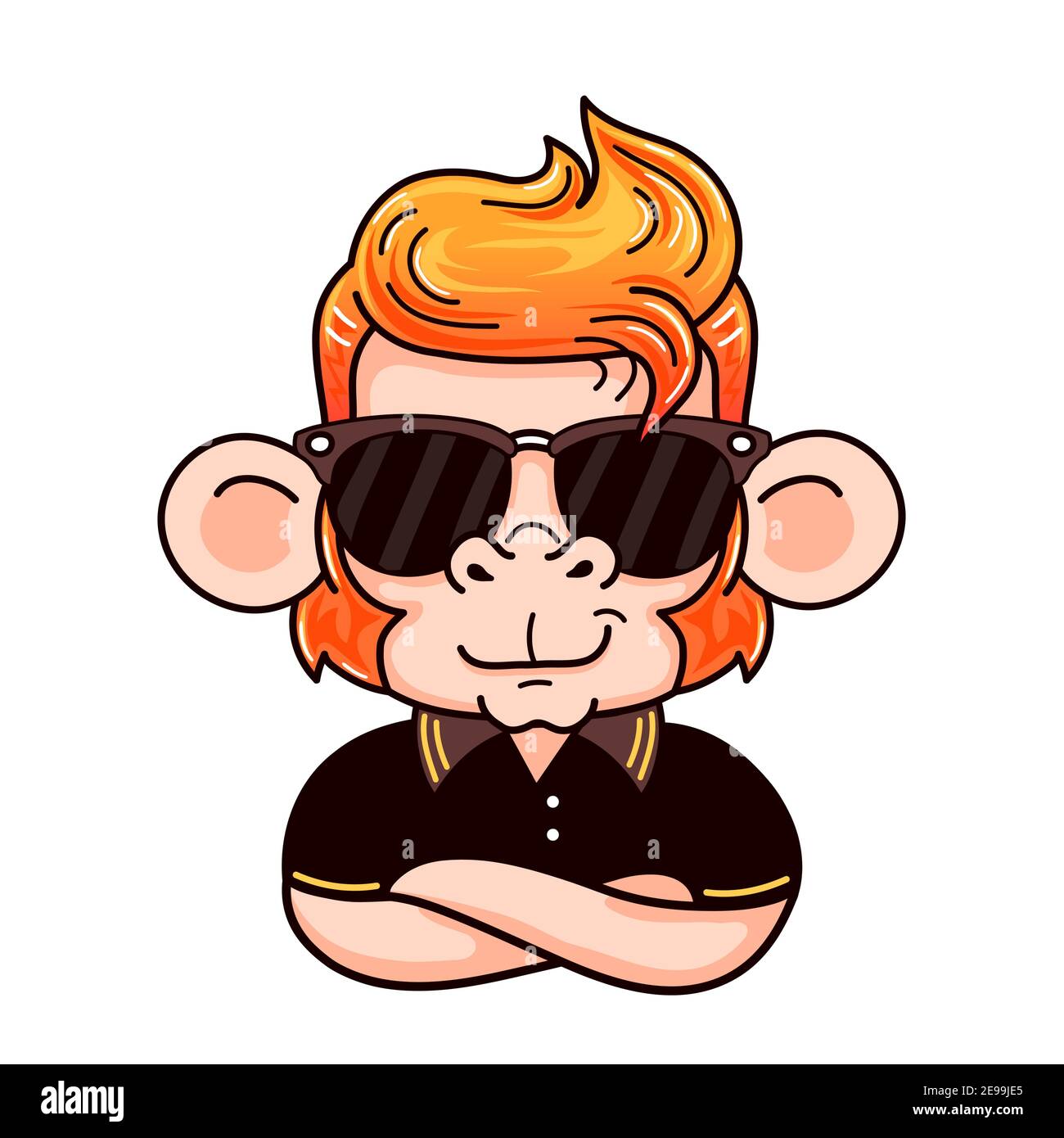 Lustige coole Affen in Sonnenbrillen. Vektor Cartoon kawaii Figur Illustration Symbol. Isoliert auf weißem Hintergrund. Affen Maskottchen Charakter Konzept Stock Vektor