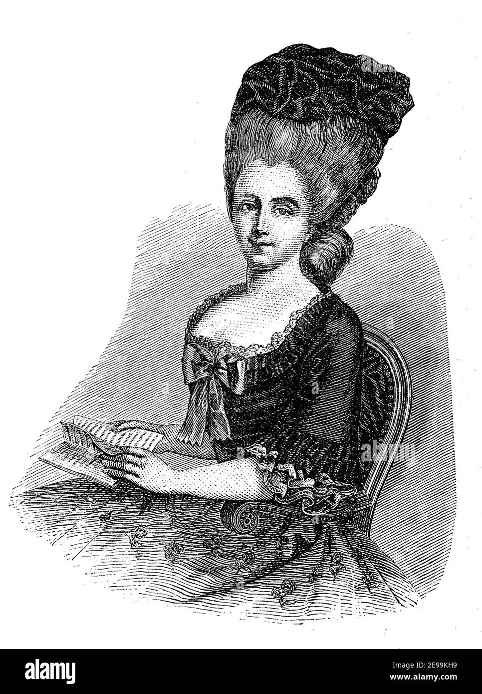 Maria Antonia von Branconi, geb. von Elsener, 27. Oktober 1746 - 7. Juli 1793, Herrin des Erbprinzen Karl Wilhelm Ferdinand von Braunschweig, Freundin von Johann Wolfgang von Goethe / Maria Antonia von Branconi, geb. von Elsener, 27. Oktober 1746 - 7. Juli 1793, Mätresse des Erbprinzen Karl Wilhelm Ferdinand von Braunschweig, Freundin von Johann Wolfgang von Goethe, Historisch, historisch, digital verbesserte Reproduktion eines Originals aus dem 19th. Jahrhundert / digitale Reproduktion einer Originalvorlage aus dem 19. Jahrhundert Stockfoto