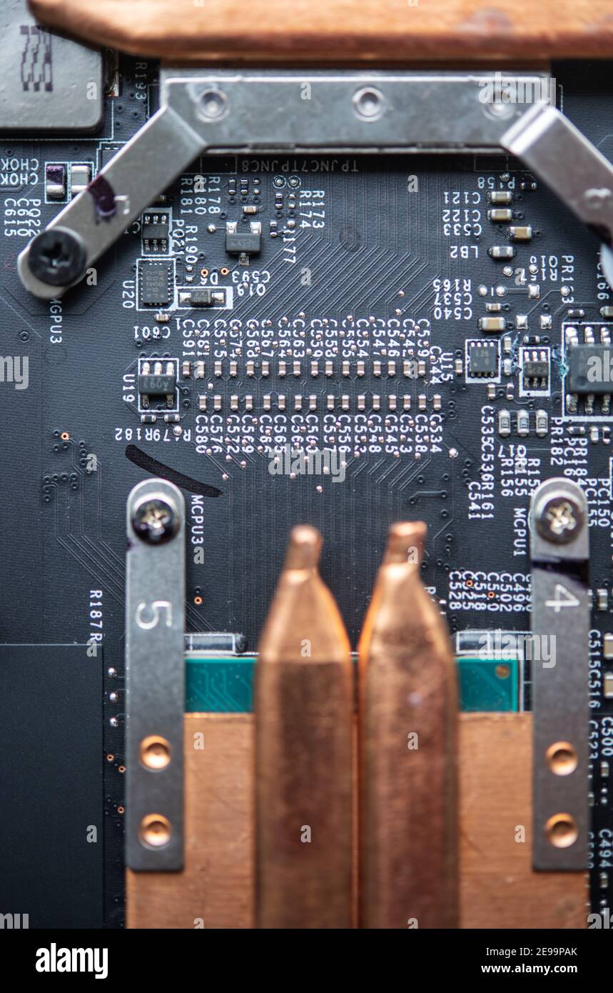 Nahaufnahme der Inneneinrichtung eines Laptop-Computers Stockfoto