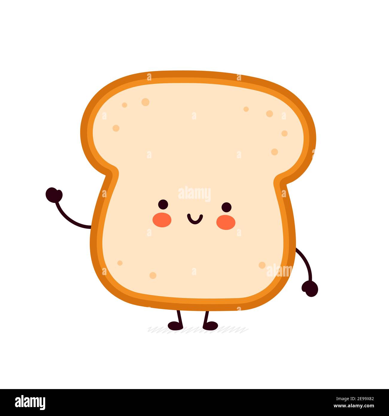 Nette lustige Brot Toast Charakter. Vektor flache Linie Cartoon kawaii Figur Illustration Symbol. Isoliert auf weißem Hintergrund. Toast mit Gesichtsfigur Maskottchen Konzept Stock Vektor