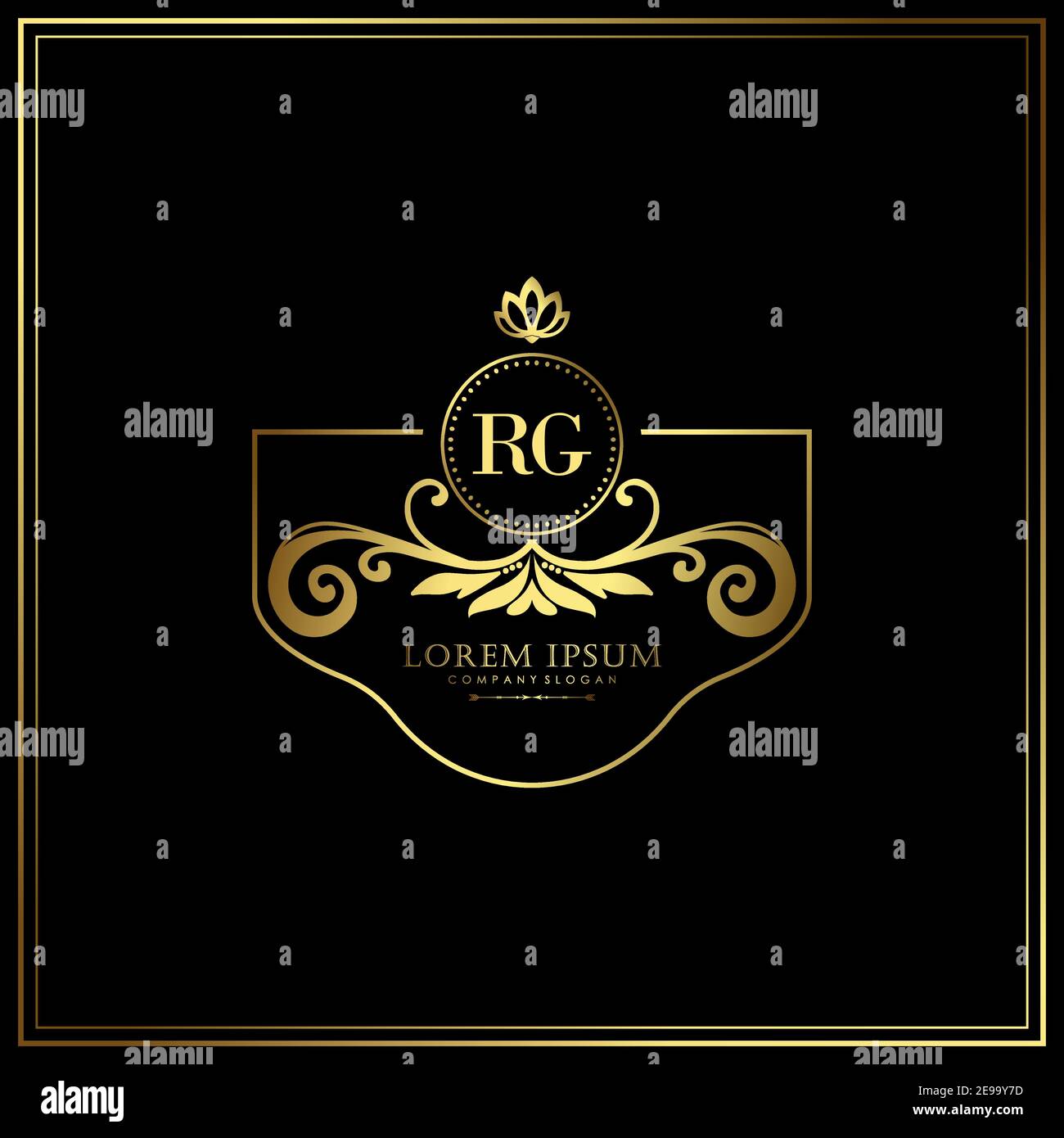 RG Initial Letter Luxury Logo Vorlage in Vektor für Restaurant, Royalty, Boutique, Cafe, Hotel, heraldic, Schmuck, Mode und andere Vektor illustrat Stock Vektor