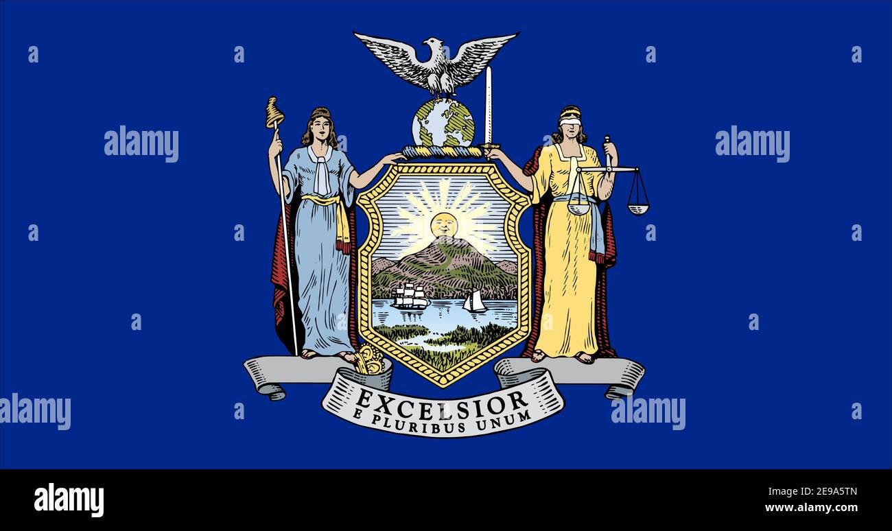 New York Bundesstaaten Flagge, Vereinigte Staaten, Vektor-Illustration Stock Vektor