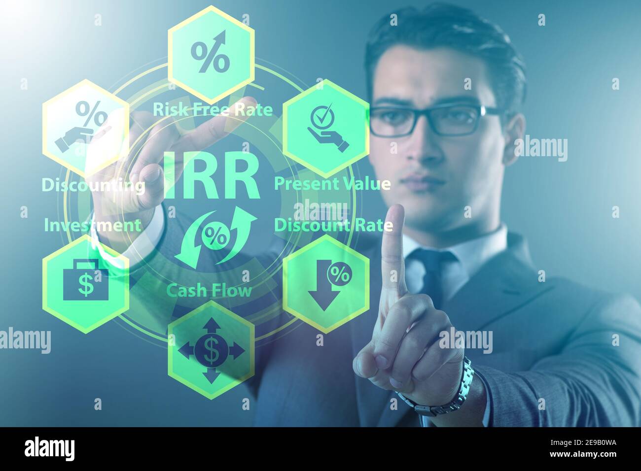 Konzept des IRR - interne Rendite in der Bewertung Stockfoto