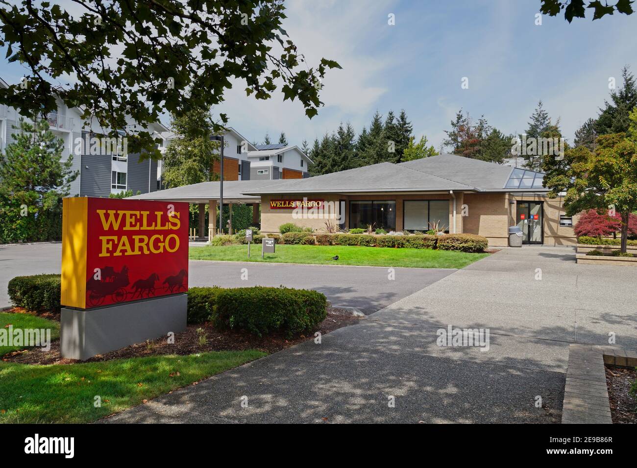 Kirkland Bank Branch. Wells Fargo ist ein globales Bankennetzwerk mit Sitz in Kalifornien. USA. August 2019. Stockfoto