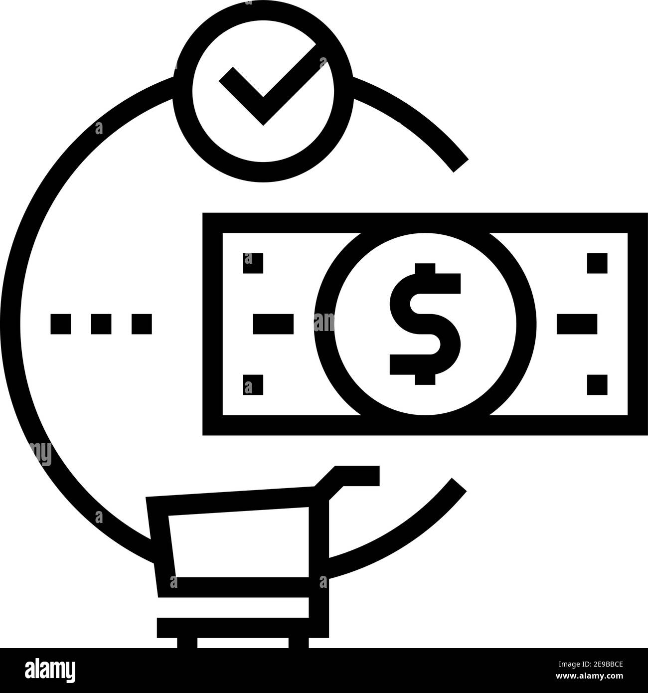 Käufe Zahlung mit Geldlinie Symbol Vektor Illustration Stock Vektor