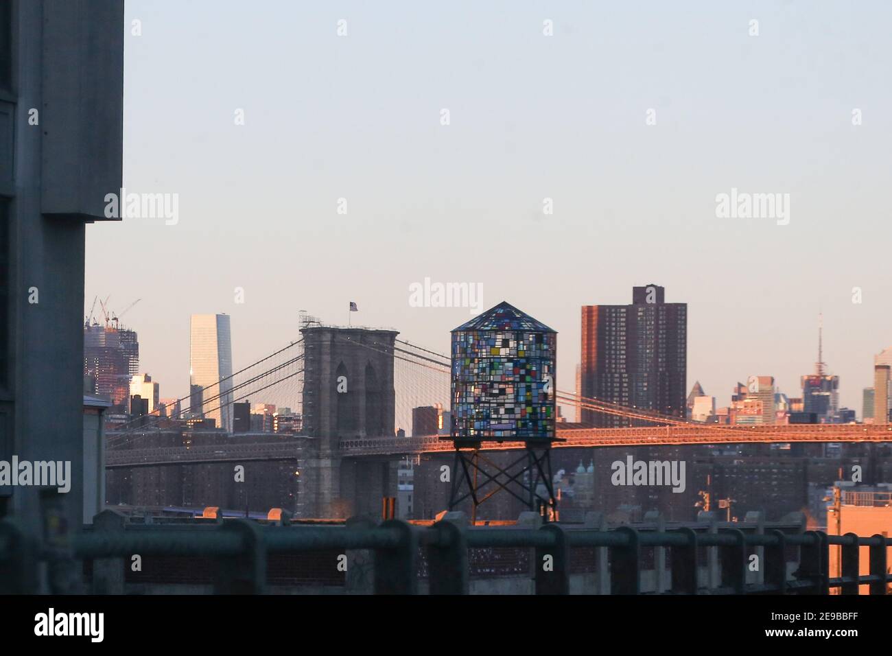 New York City USA Blick auf Manhattan von Brooklyn aus. Stockfoto