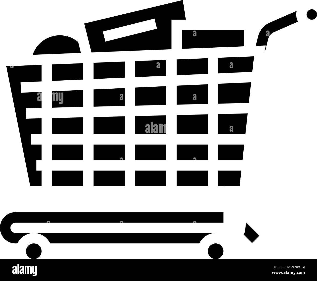 Warenkorb mit Käufe Glyphen Symbol Vektor Illustration Stock Vektor