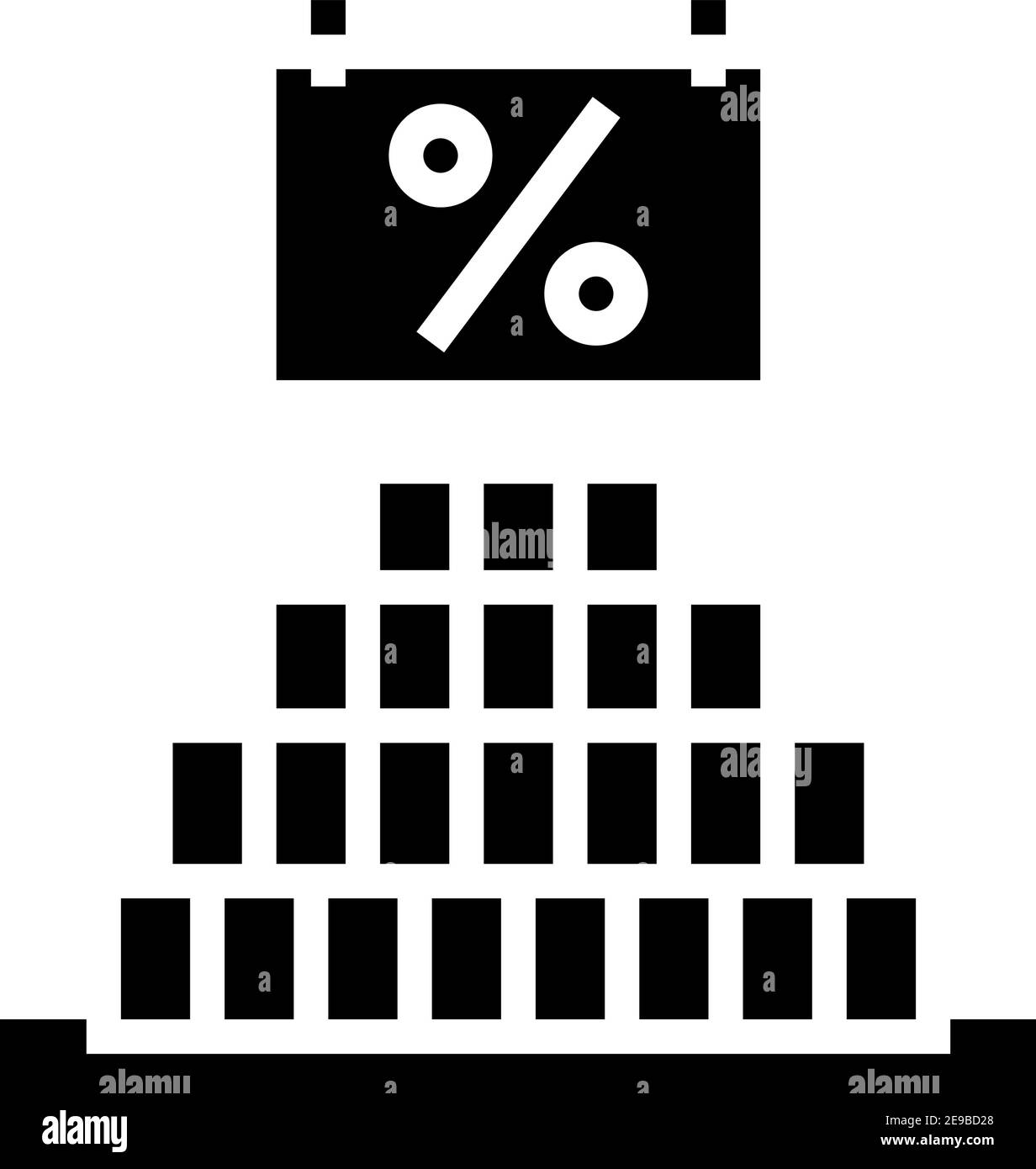 Produkte Verkauf mit Rabatt Glyphe Symbol Vektor Illustration Stock Vektor