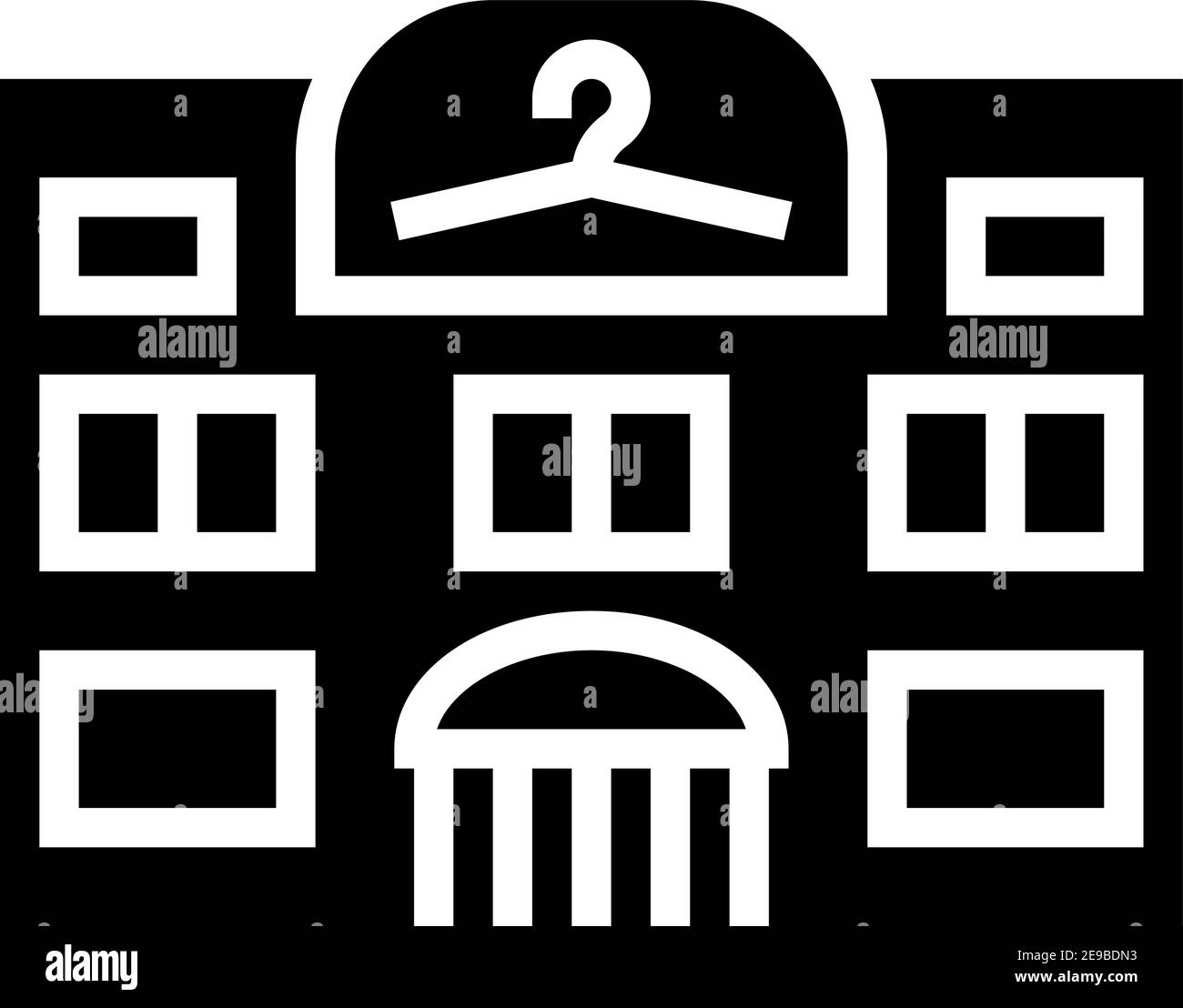 Bekleidungsgeschäft Boutique Glyphe Symbol Vektor Illustration Stock Vektor