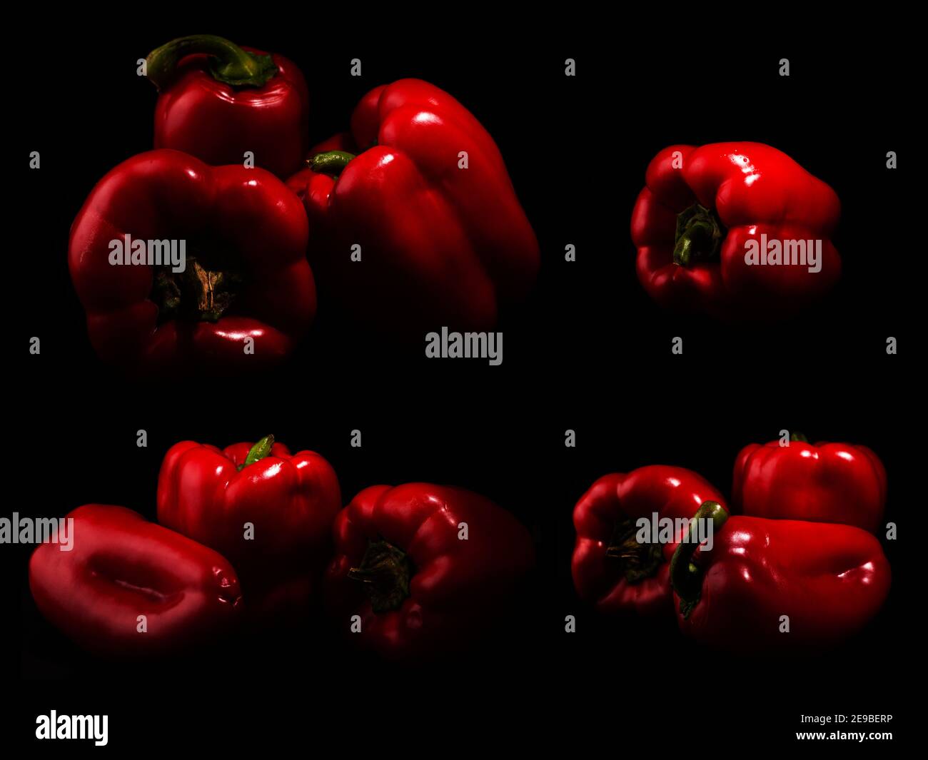 Paprika, rote Paprika in dunklem Licht Stockfoto