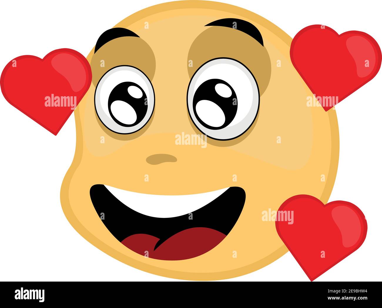 Vektor-Illustration von Emoticon in der Liebe mit Herzen Stock Vektor