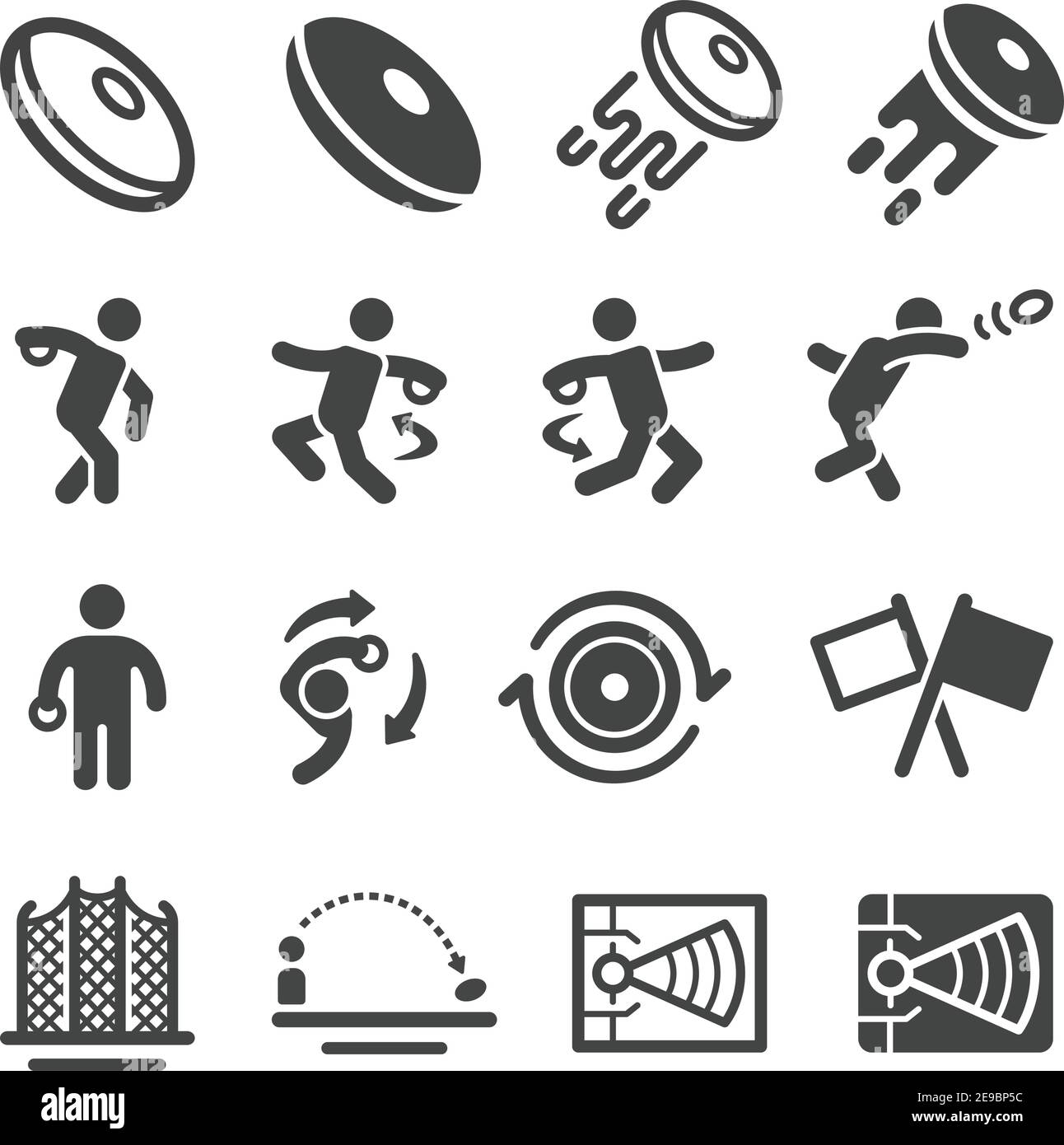 Discus werfen Sport und Erholung Symbol Set, Vektor und Illustration Stock Vektor