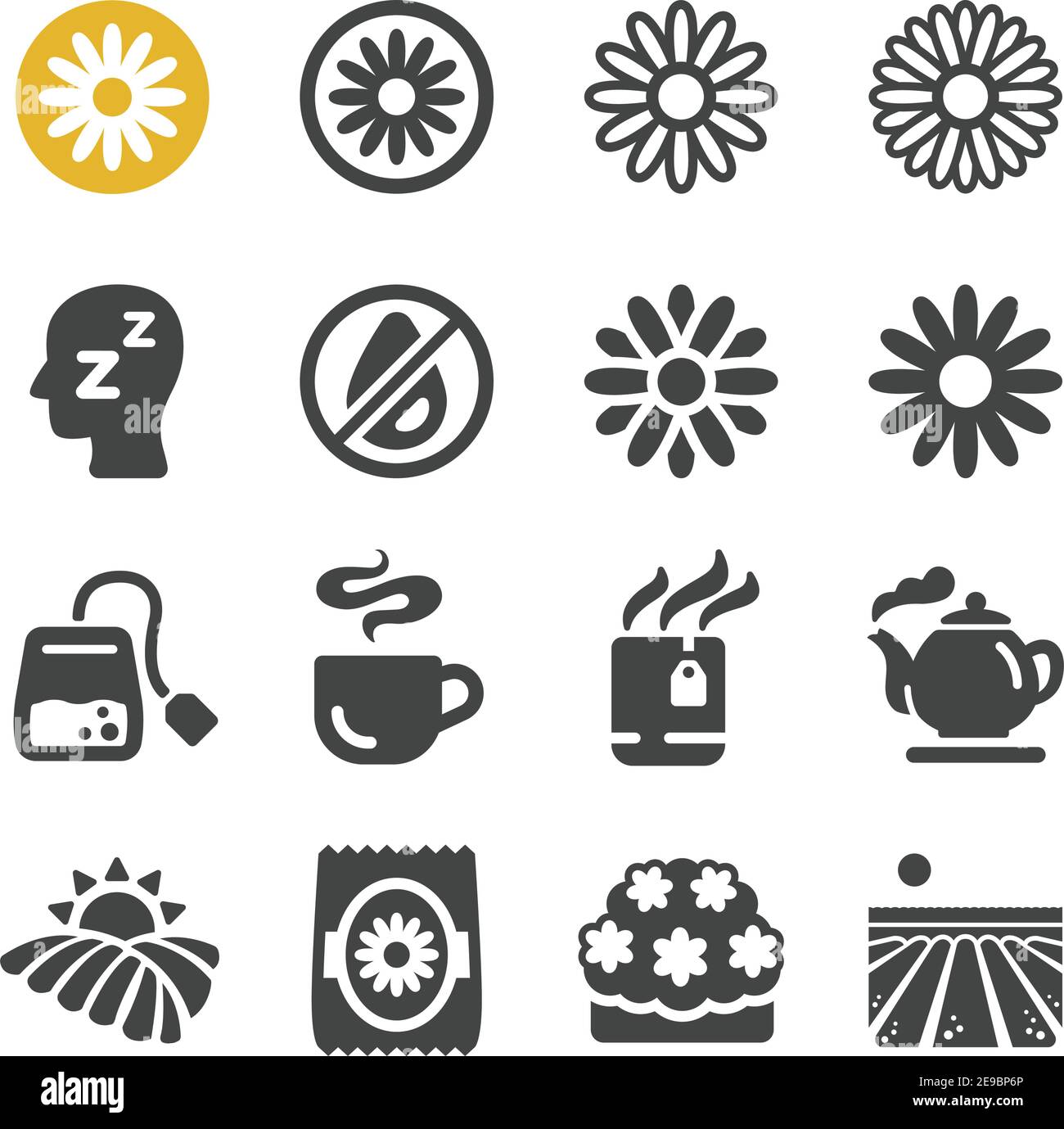 Kamille Blume Icon Set, Vektor und Illustration Stock Vektor
