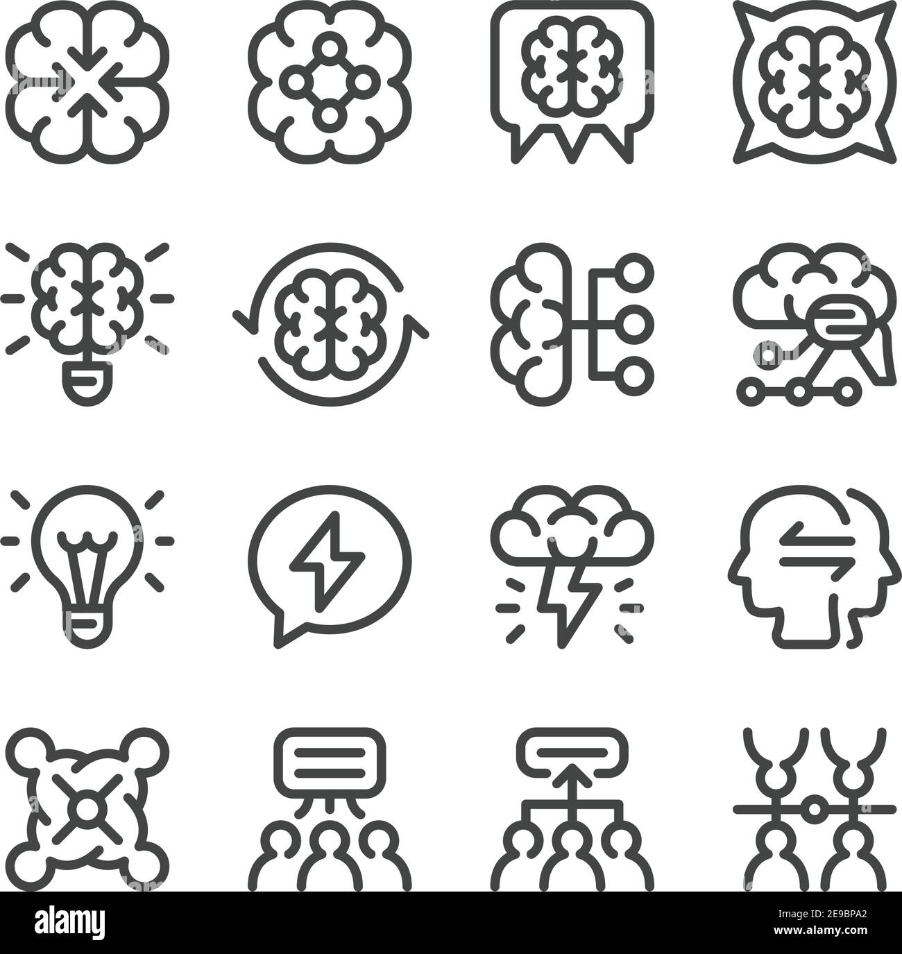 Brainstorming und Geschäftssituation Icon Set, Vektor und Illustration Stock Vektor
