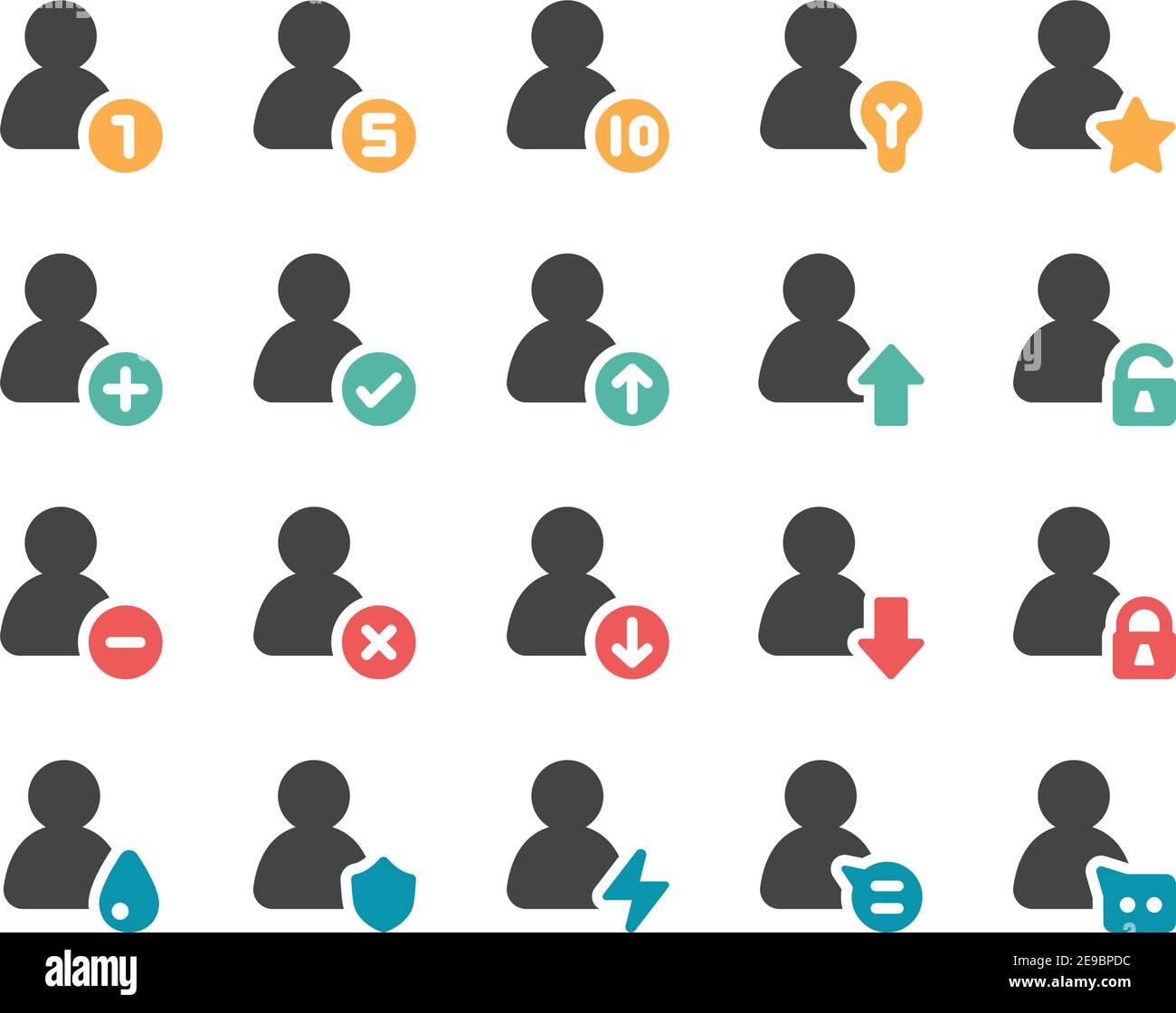 Symbolsatz für Personen und Benutzer, Vektor und Illustration Stock Vektor