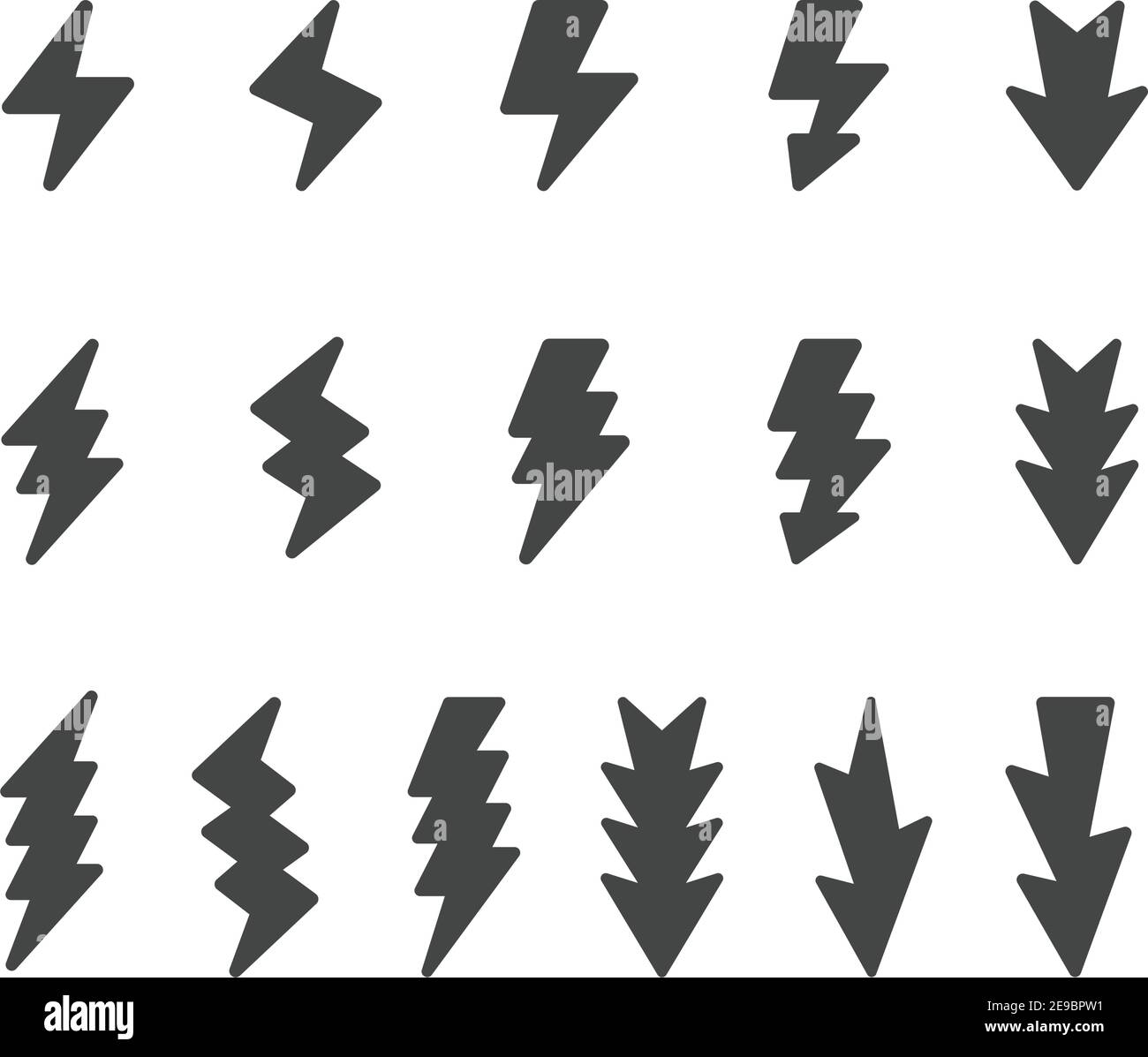 Blitz und Donner Icon Set, Vektor und Illustration Stock Vektor