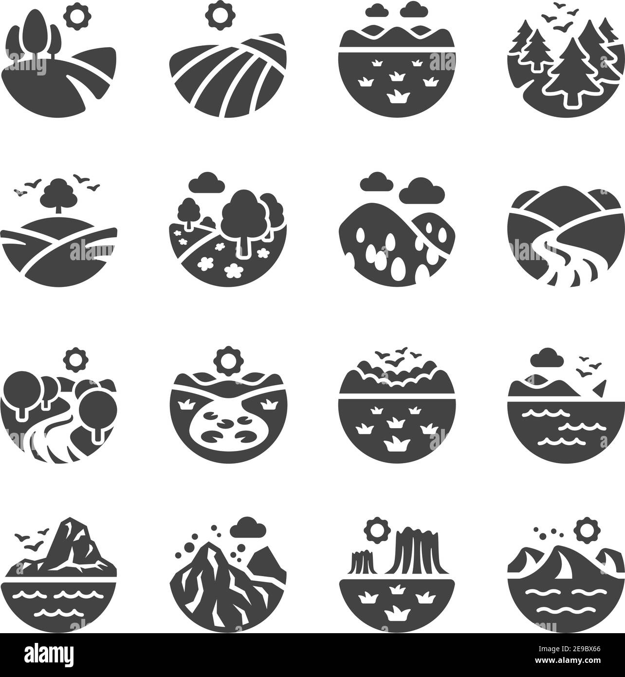 Landschaft und Natur Icon Set, Vektor und Illustration Stock Vektor