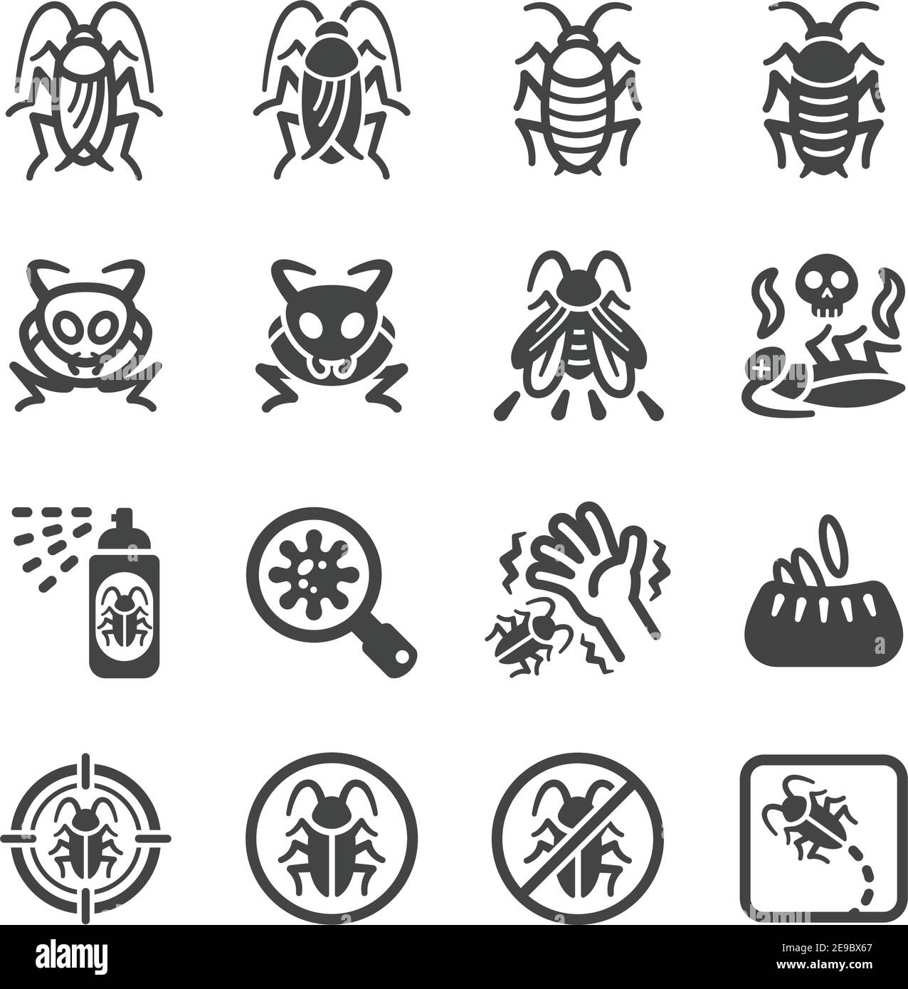 Kakerlake Symbol Set, Insekten und Schädling Symbol, Vektor und Illustration Stock Vektor