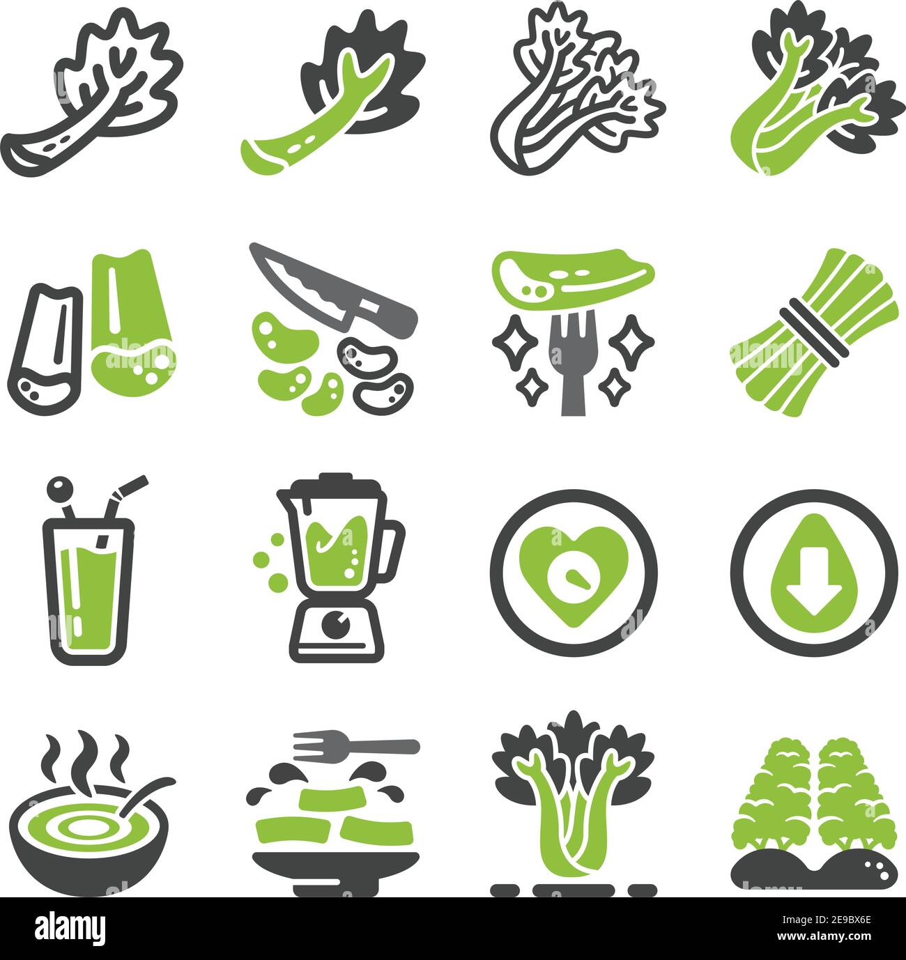Sellerie und produzieren Icon Set, Gemüse Symbol, Vektor und Illustration Stock Vektor