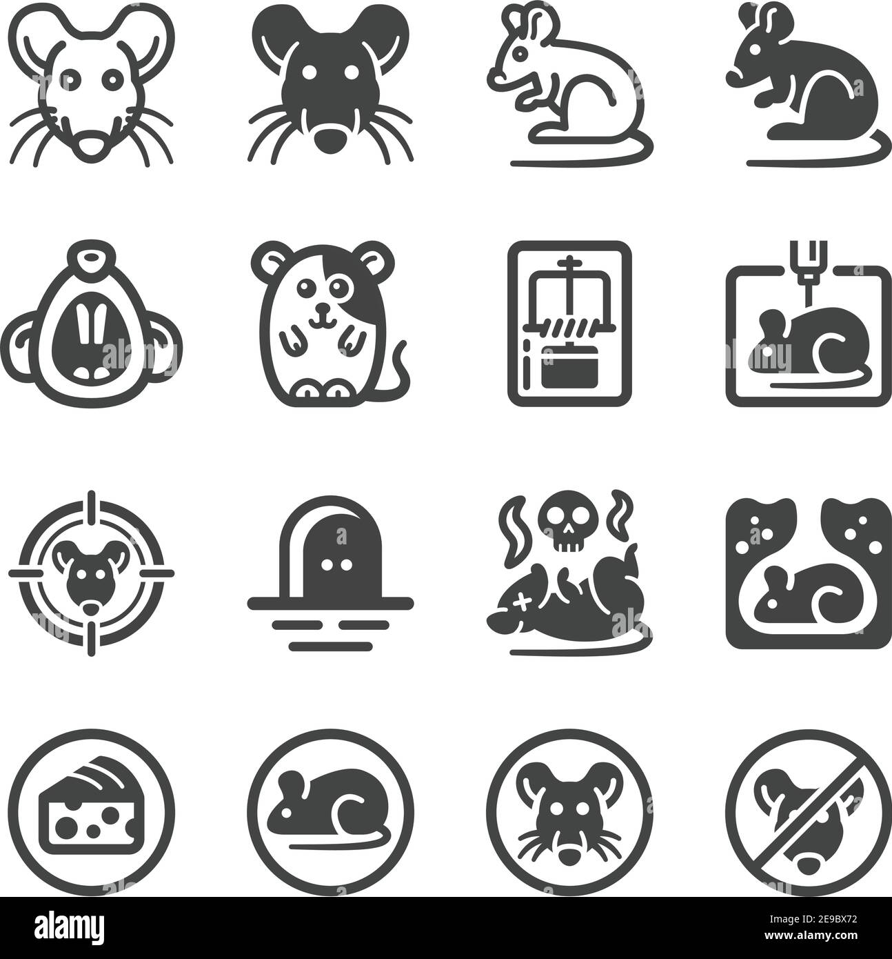 Ratte Icon Set, Tier und Schädling Icon, Vektor und Illustration Stock Vektor