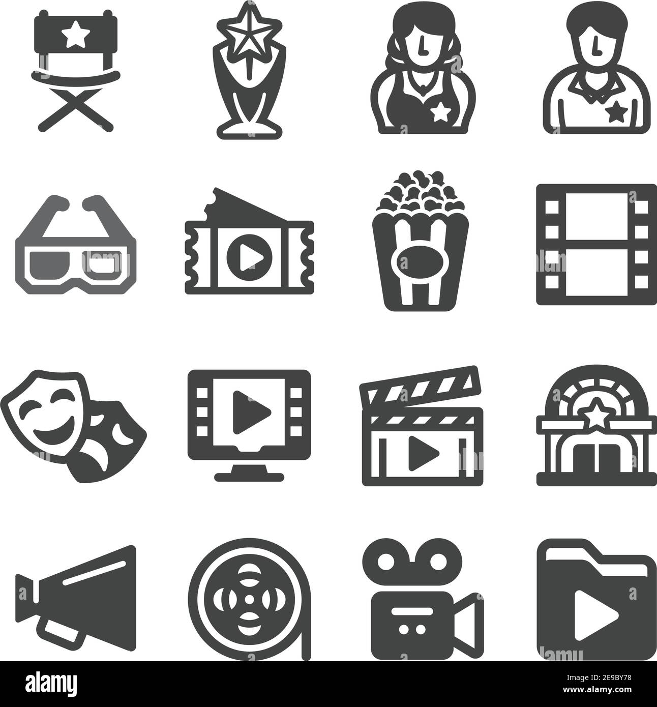 Symbolsatz für Filme, Vektor und Illustration Stock Vektor