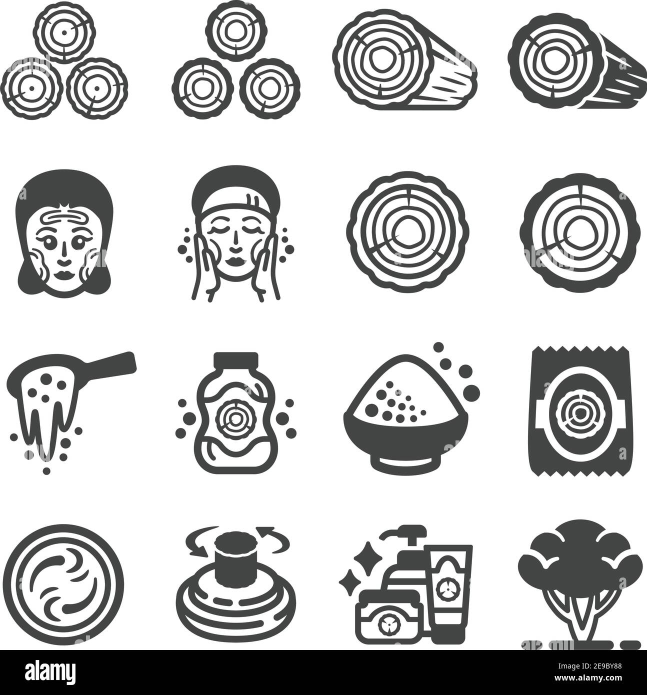 Thanaka, tanaka Icon Set, Vektor und Illustration Stock Vektor