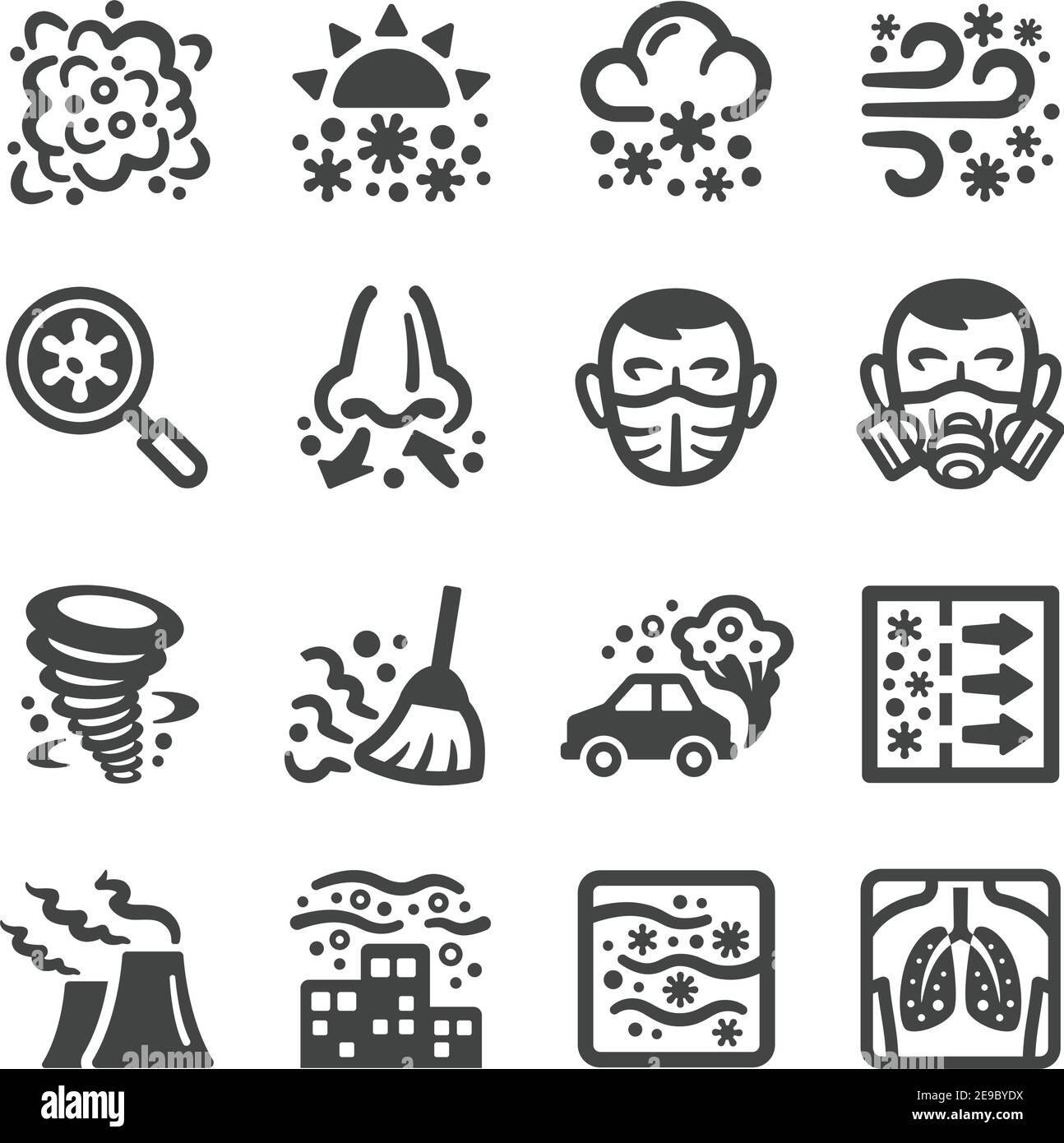 Smog, Staub Icon Set, Vektor und Illustration Stock Vektor