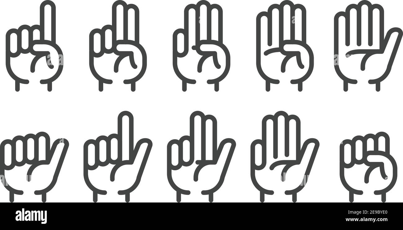 Fingerzählung dünne Linie Symbolsatz, Vektor und Illustration Stock Vektor