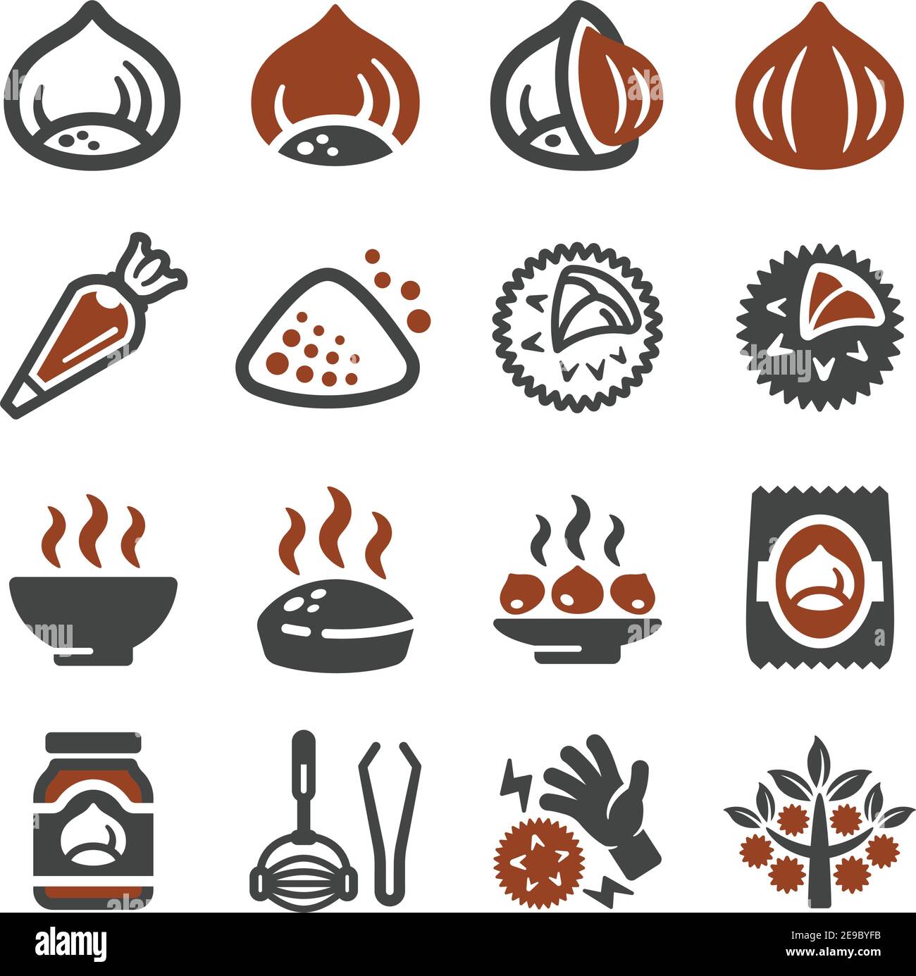 Kastanie Icon Set, Vektor und Illustration Stock Vektor