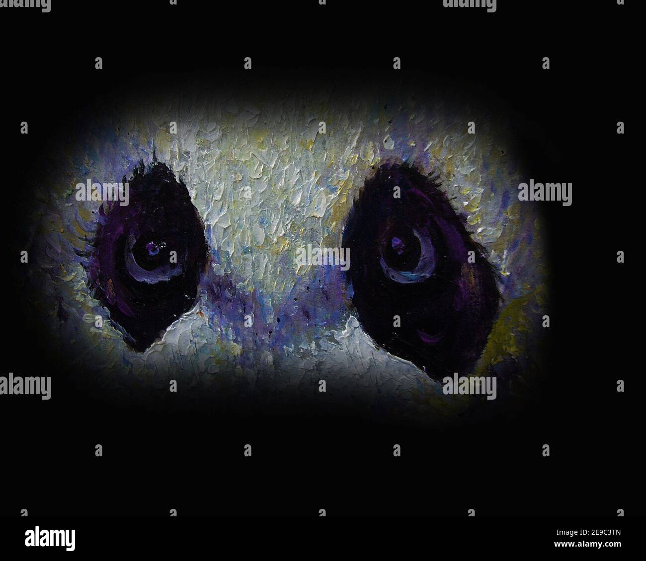 Handgemalte Original-Meisterwerke des Impressionismus Kunstmaler Ölgemälde Tier Pandabär Stockfoto