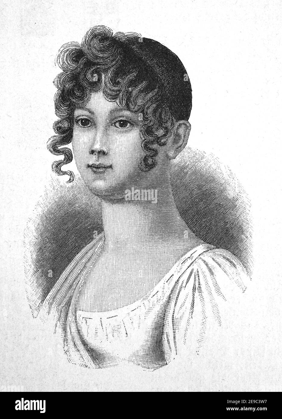 Christiane Friederike Wilhelmine Herzlieb, 22. Mai 1789 - 10. Juli 1865, als Waise die Pflegetochter des Verlegers Carl Friedrich Ernst Frommann. Später erregte sie unter anderem die Aufmerksamkeit von Goethe / Christiane Friederike Wilhelmine Herzlieb, 22. 1789. - 10. Mai. Juli 1865, als Waise die Ziehtochter des Verlagers Carl Friedrich Ernst Frommann. Sie erweckte später unter anderem die Aufmerksamkeit von Goethe, Historisch, historisch, digital verbesserte Reproduktion eines Originals aus dem 19th. Jahrhundert / digitale Reproduktion einer Originalvorlage aus dem 19. Jahrhundert, Stockfoto