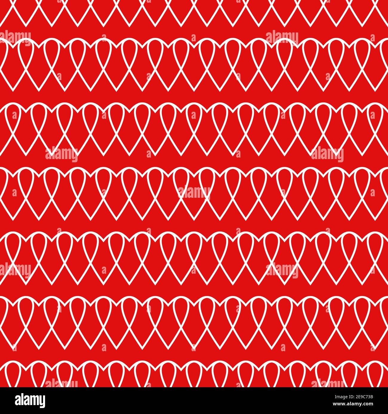 Nahtloses Muster mit weißen Linie Herzen auf rotem Hintergrund. vektor flach Valentine Liebe Ornament. Herzen romantische Textur Stock Vektor