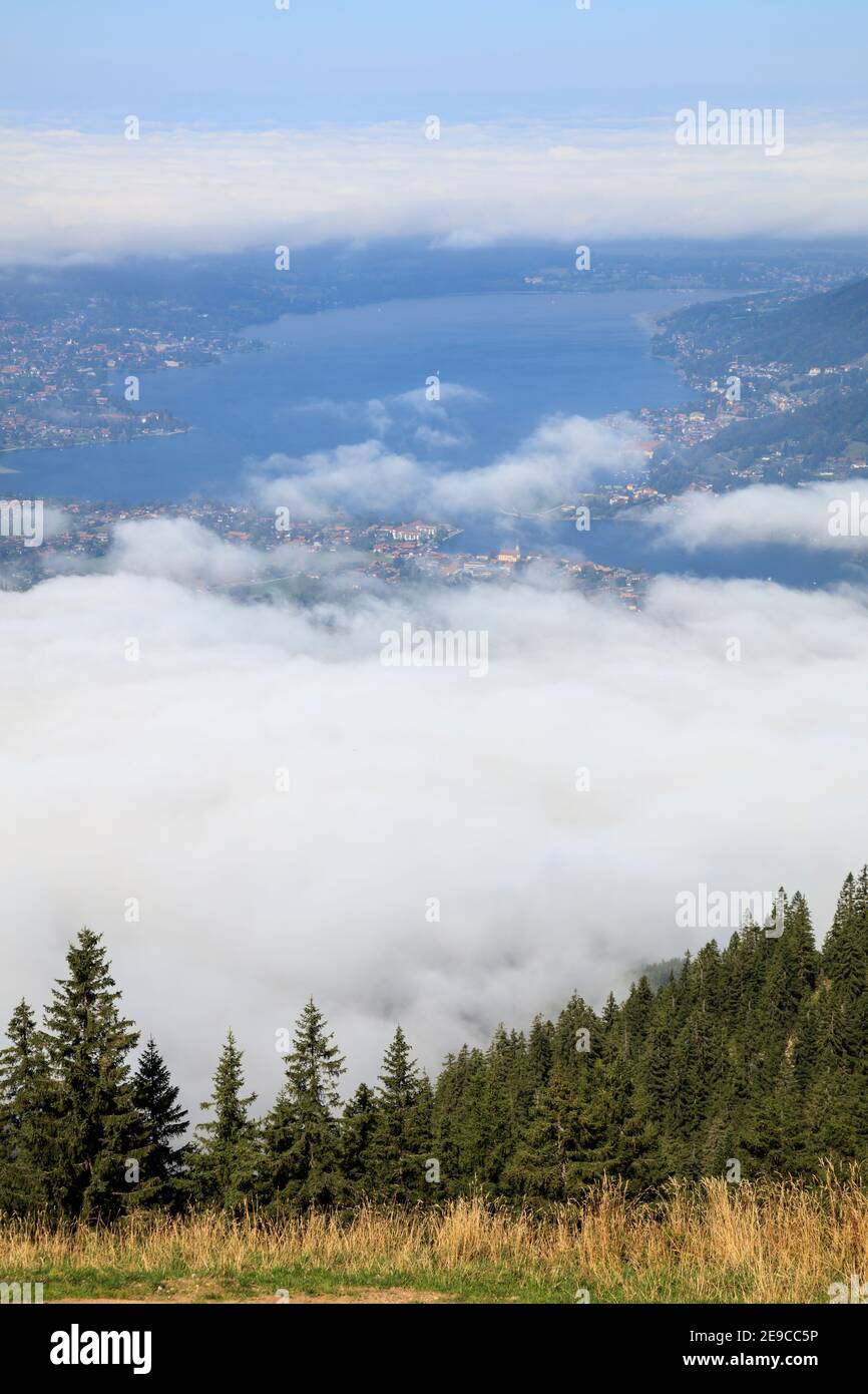 Blick vom Wallberg auf den Tegernsee, Rottach-Egern, Bayern, Deutschland, Europa, Stockfoto