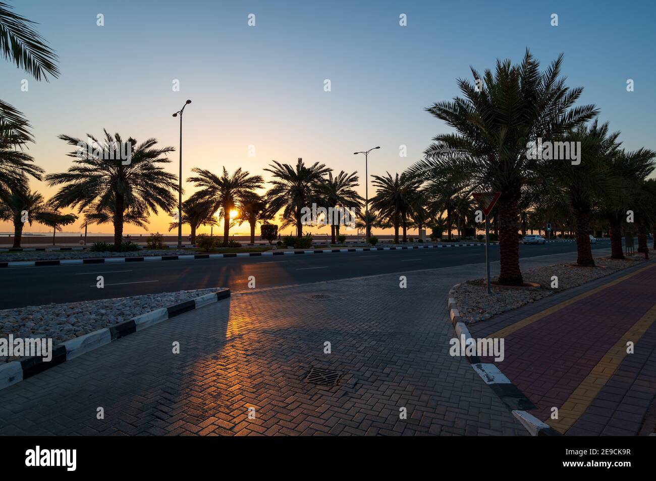 Marjan Island Lauf- und Wanderwege im Emirat Ras Al Khaimah im Norden der Vereinigten Arabischen Emirate Stockfoto